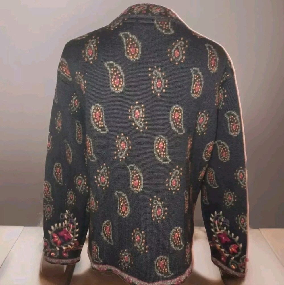 Nordic Design Women's Wool Cardigan Sweater Paisley Nordic Design Vint View 3